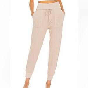 L*Space NEW Size Small Jogger Pants Sleepin In Oatmeal Beige Pockets Drawstring